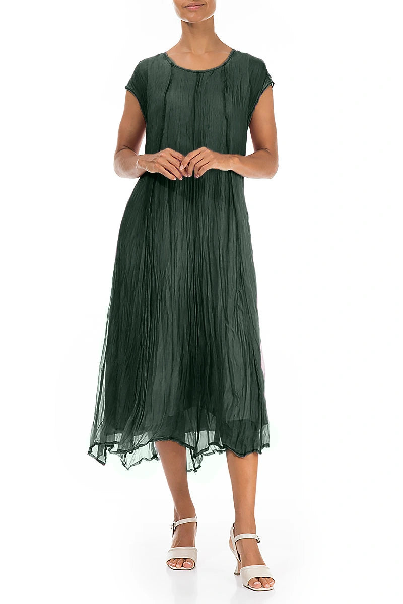 Sage Crumpled Silk Chiffon Dress 5