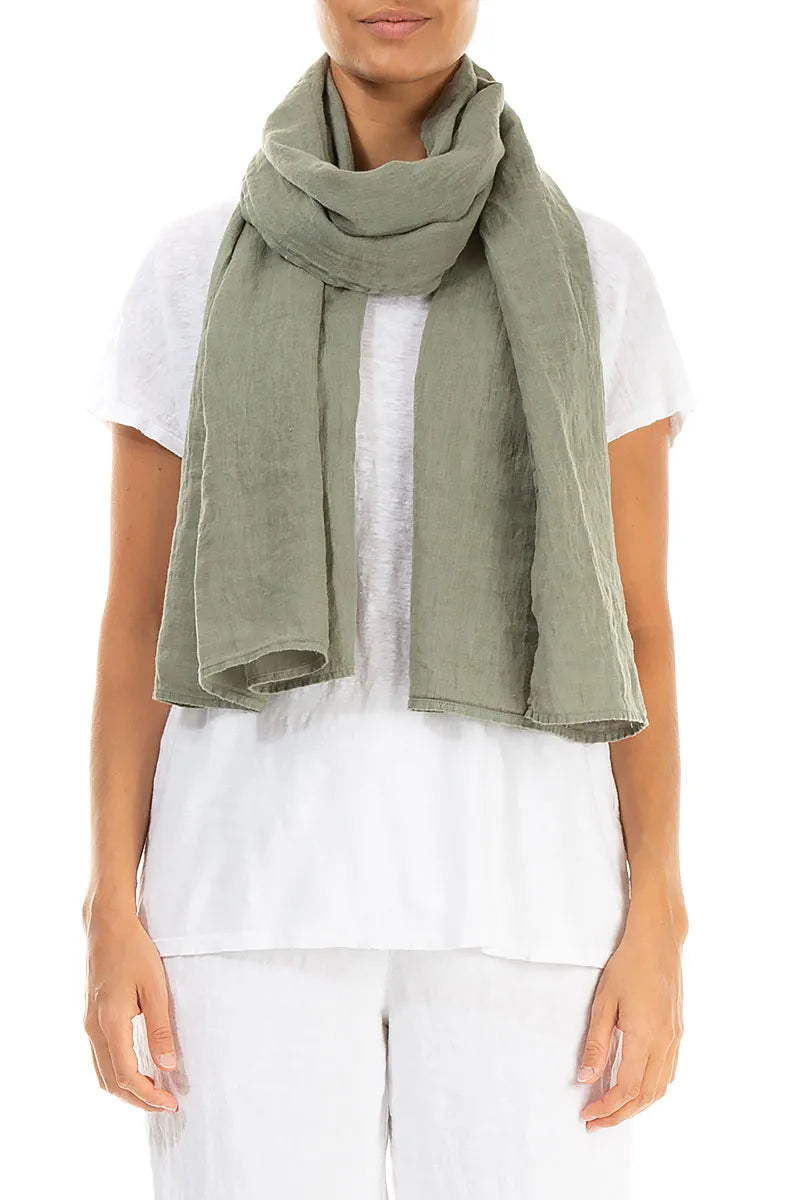 Sage Gauze Linen Scarf 1