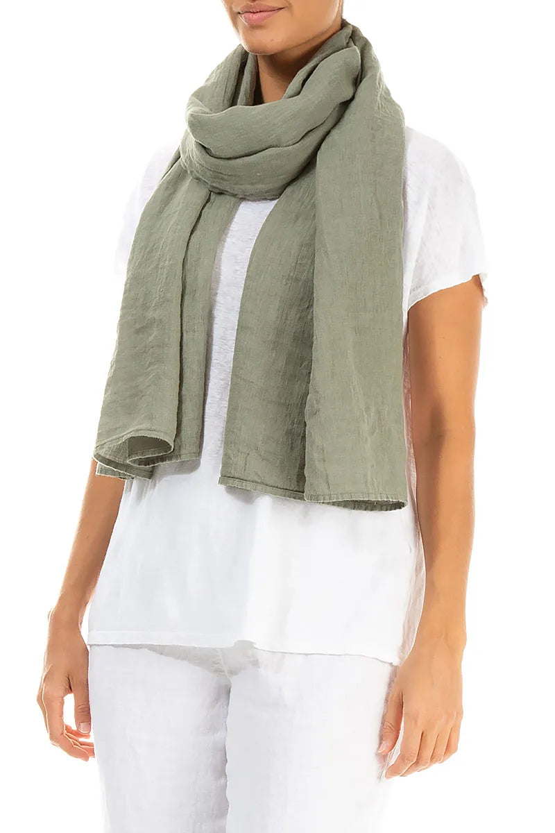 Sage Gauze Linen Scarf 3