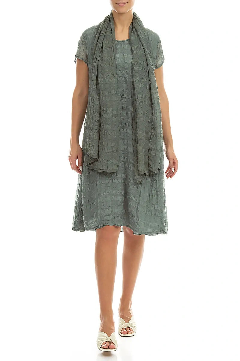 Sage Light Textured Silk Scarf 2