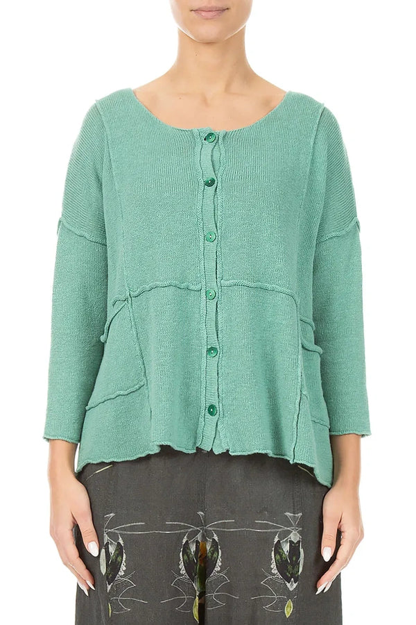 Seam Detail Mint Linen Cardigan 1