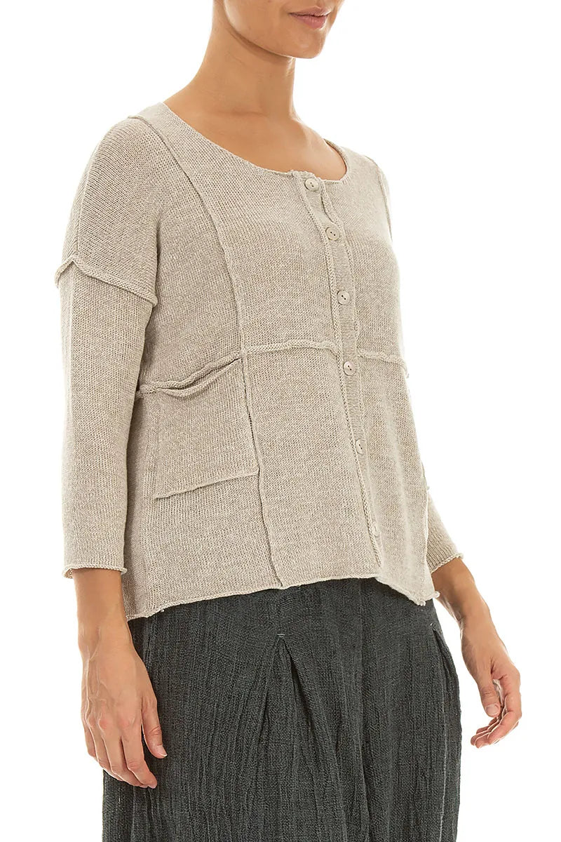 Gilet en lin naturel avec détails de coutures