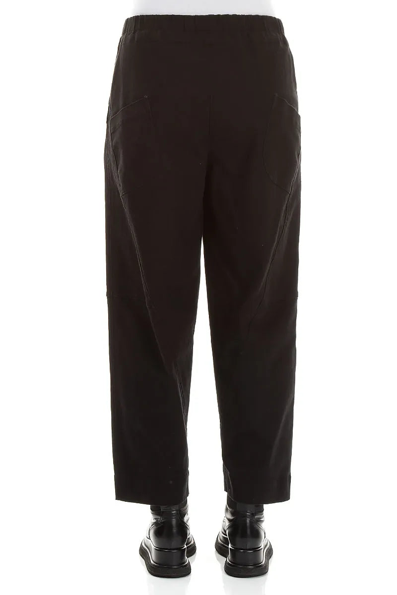 Seamed Black Denim Cotton Trousers