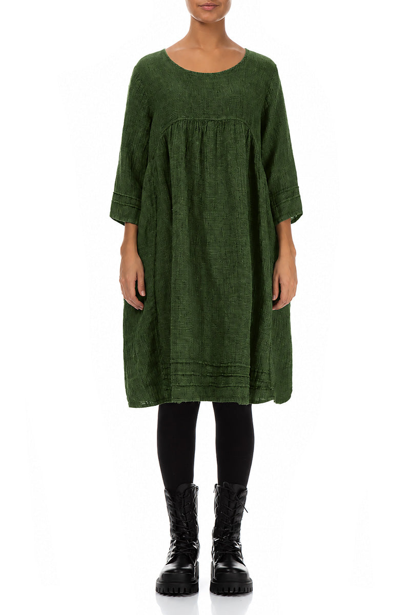 Shamrock Green Mélange Linen Smock Dress
