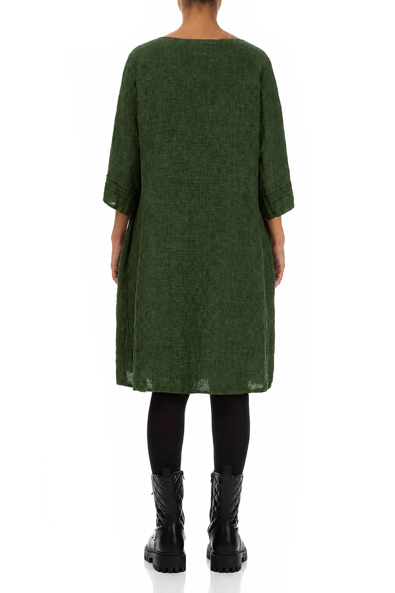 Shamrock Green Mélange Linen Smock Dress