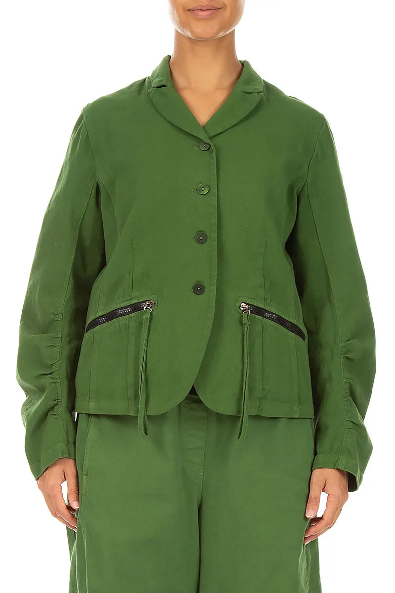 Shaped Shamrock Green Denim Cotton Jacket