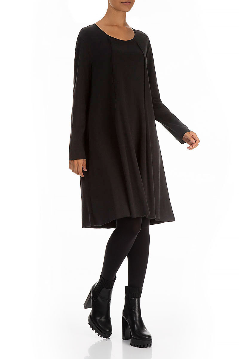 Short Black Cotton Tunic Dress 3