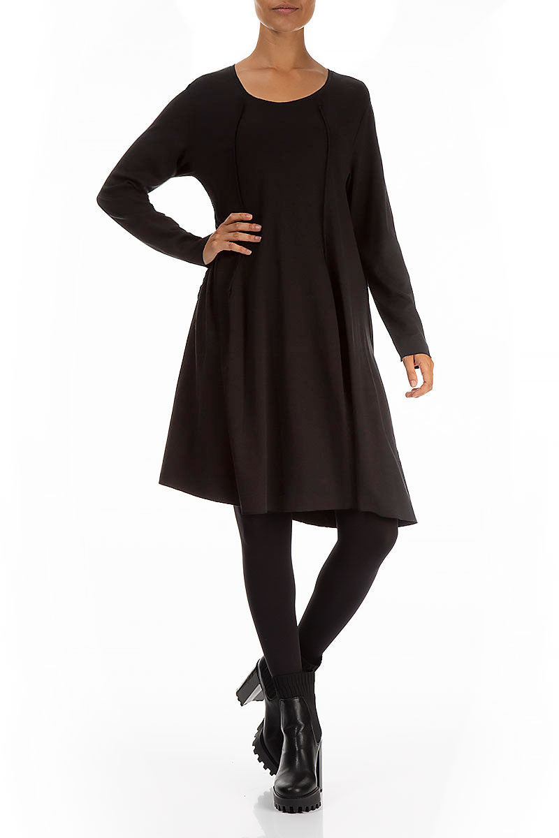 Short Black Cotton Tunic Dress 4
