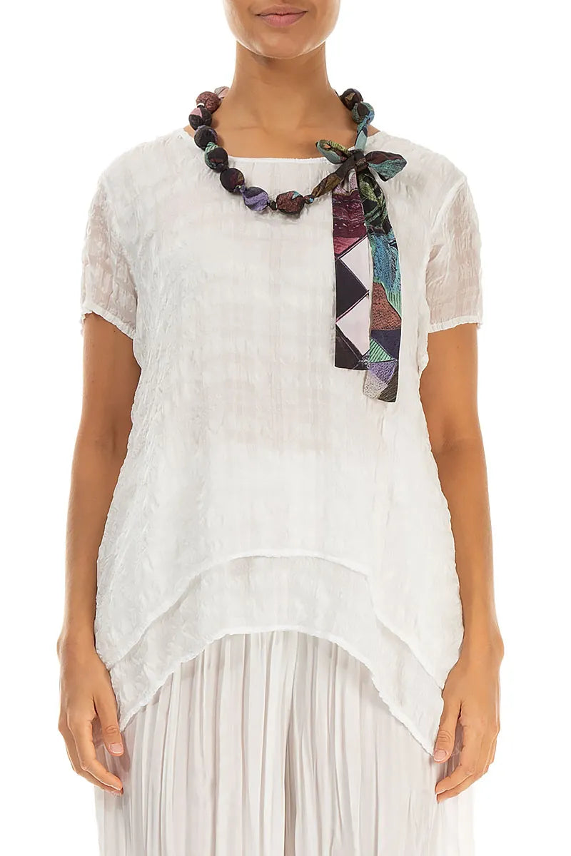 Short Art Mosaic Silk Bamboo Bead Necklace