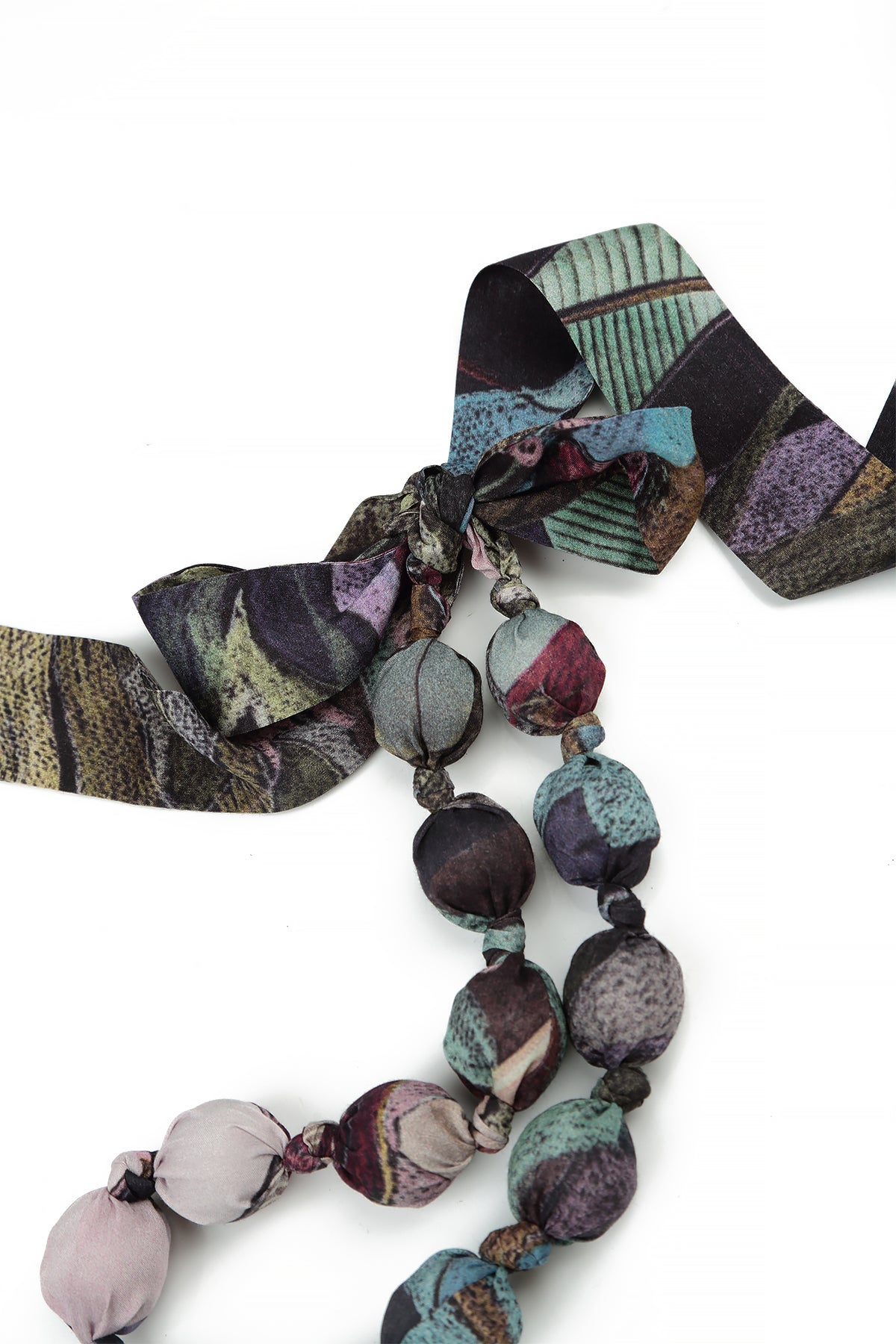 Short Art Mosaic Silk Bamboo Bead Necklace