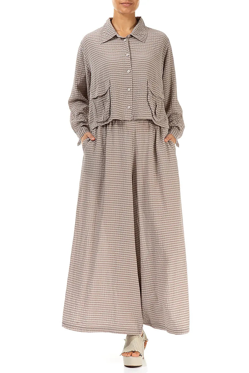 Short Beige Textured Silk Jacket 4
