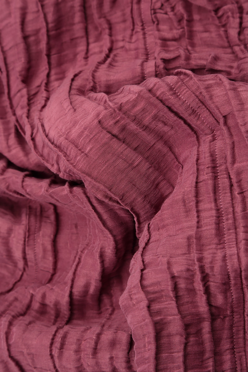 Short Crinkled Antique Ruby Silk Linen Jacket 6