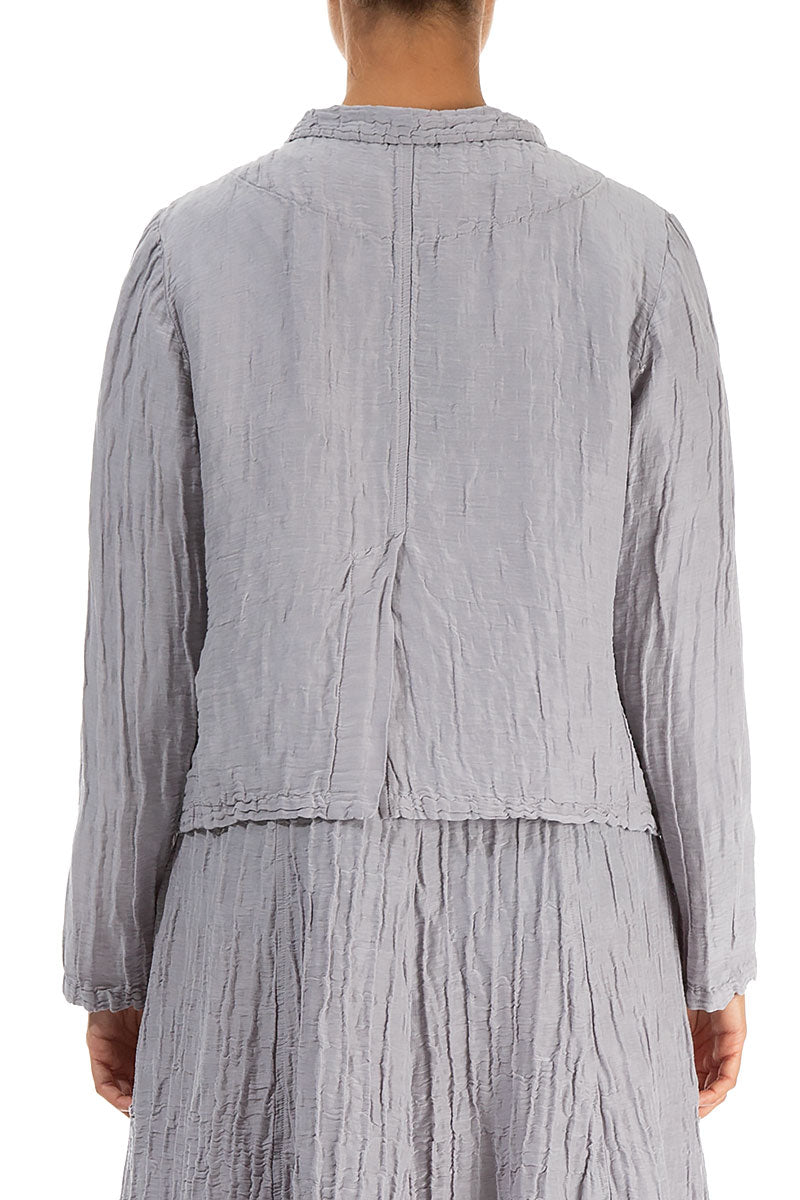 Short Crinkled Lilac Grey Silk Jacket