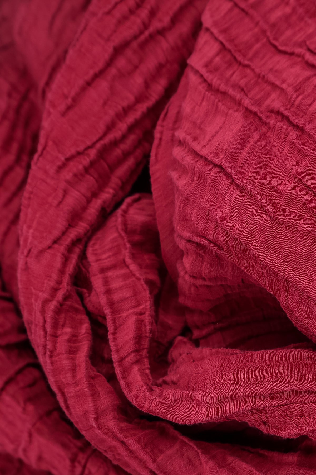 Short Crinkled Ruby Silk Linen Jacket