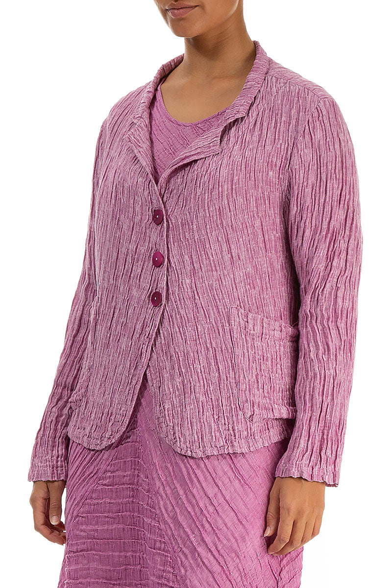 Short Crinkled Wild Berry Silk Jacket 3