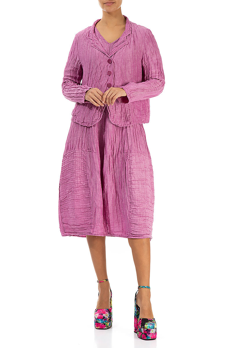 Short Crinkled Wild Berry Silk Linen Jacket 4