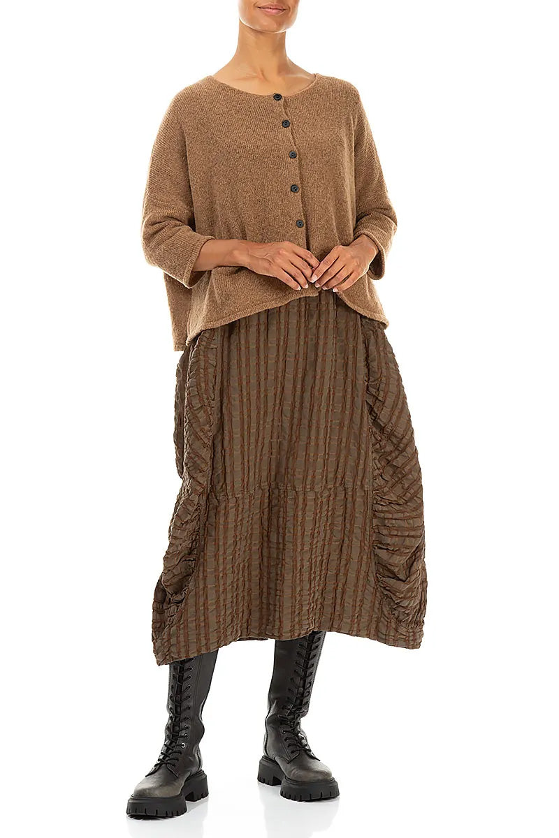 Short Loose Caramel Wool Cardigan 4