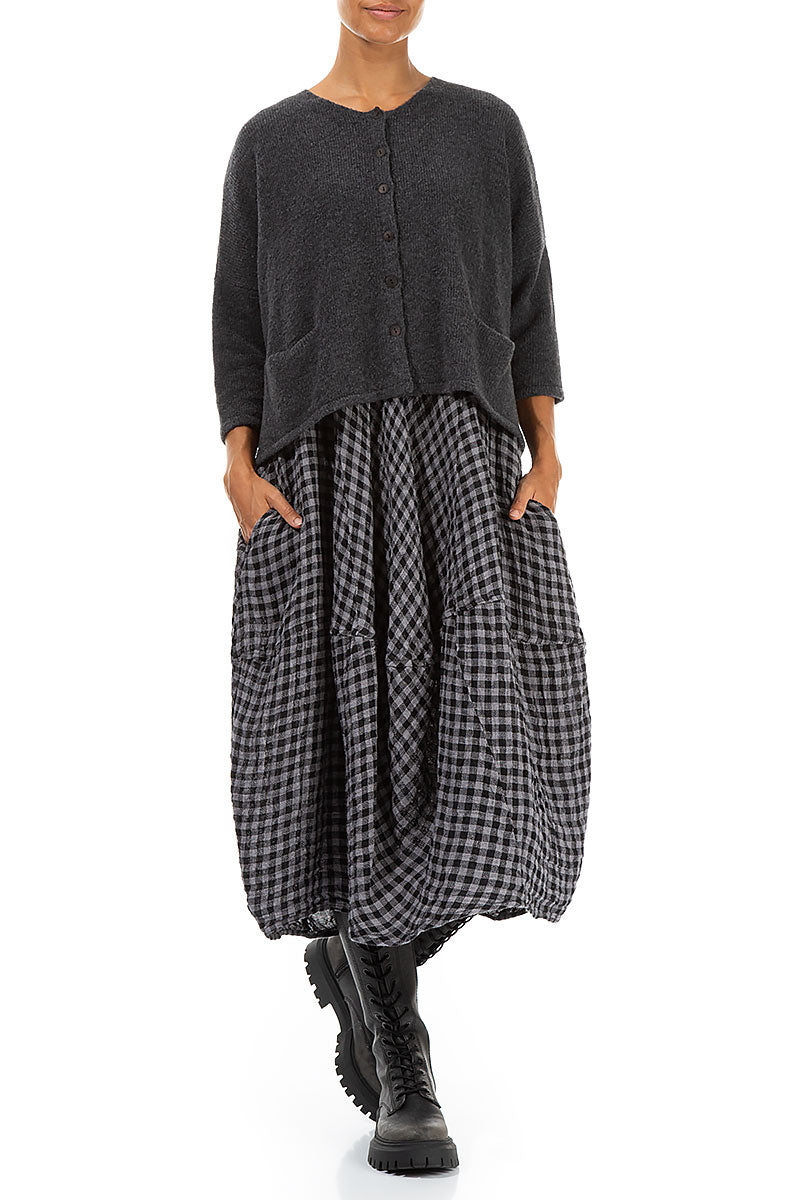 Short Loose Dark Grey Wool Cardigan 4