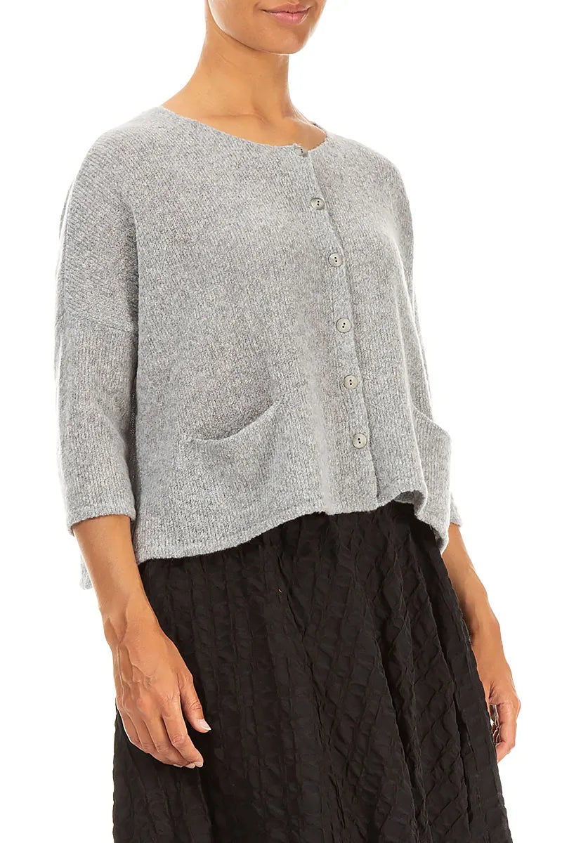 Short Loose Light Grey Wool Cardigan 3