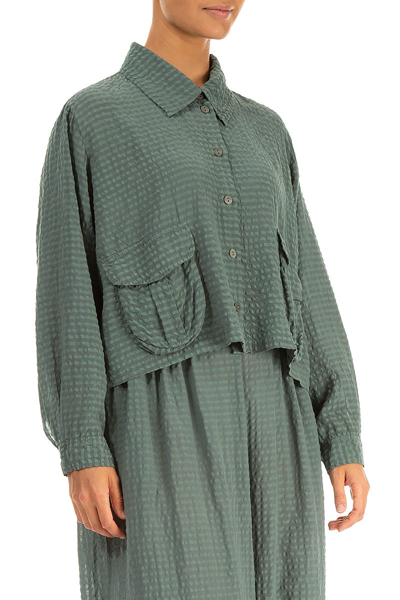 Short Sage Textured Silk Jacket 4