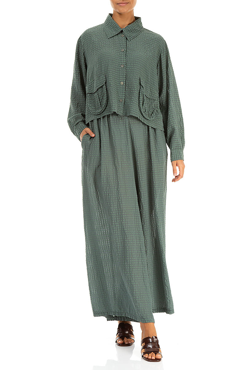 Short Sage Textured Silk Jacket 5