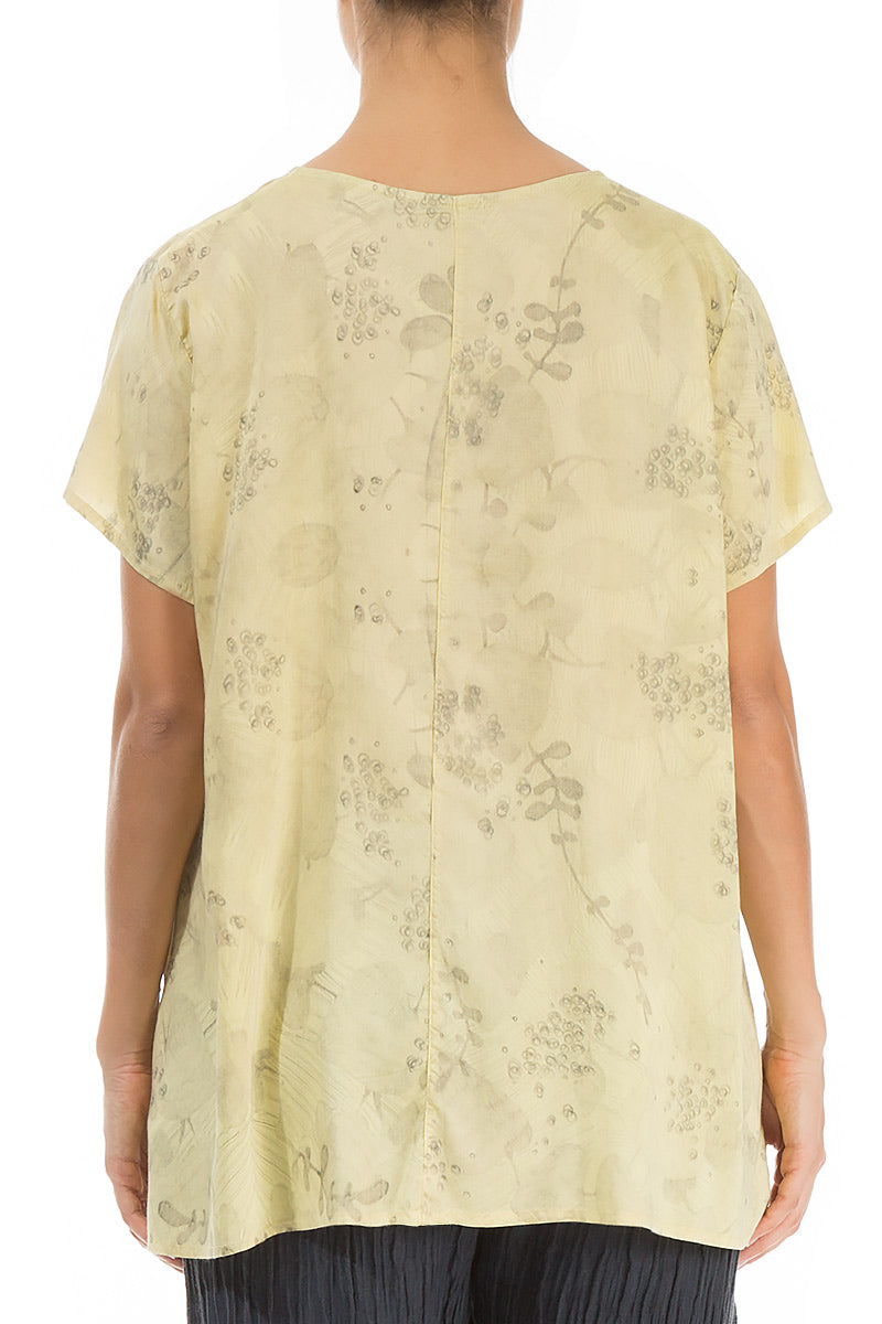 Short Sleeves Blossom Cyber Lime Silk Bamboo Blouse