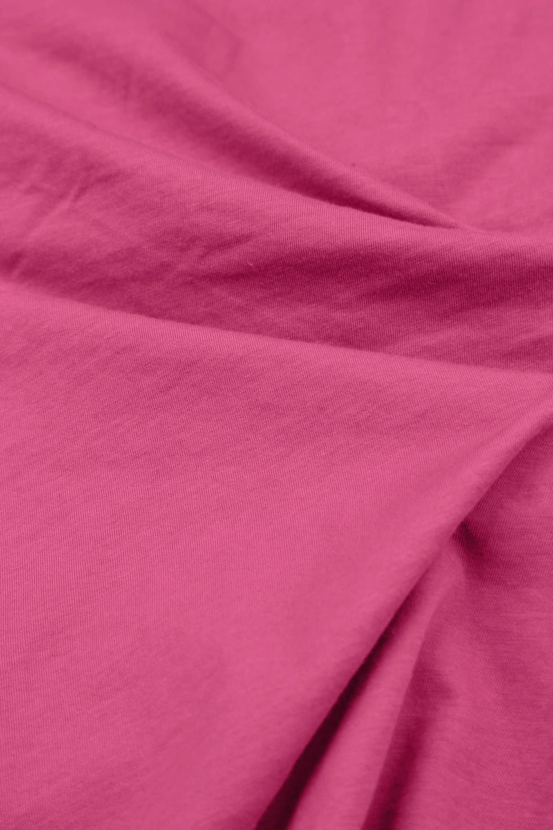 Kurzärmeliges fuchsiafarbenes Baumwolltop