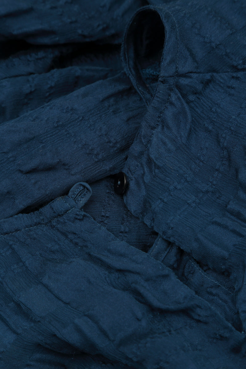 Short Sleeves Navy Light Silk Dress