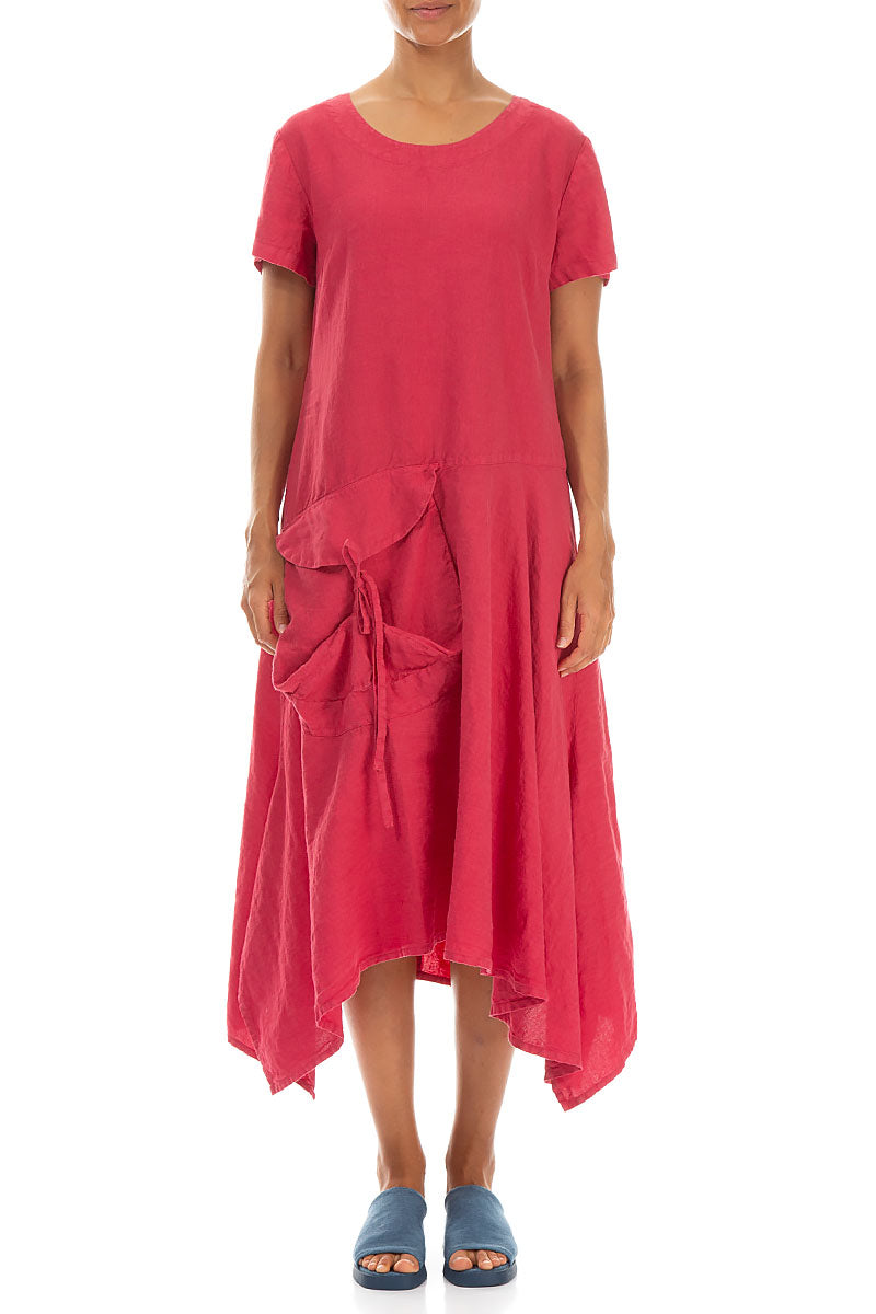 Side Pocket A-Line Raspberry Linen Dress grizas.com Side Pocket A-Line Raspberry Linen Dress grizas.com
