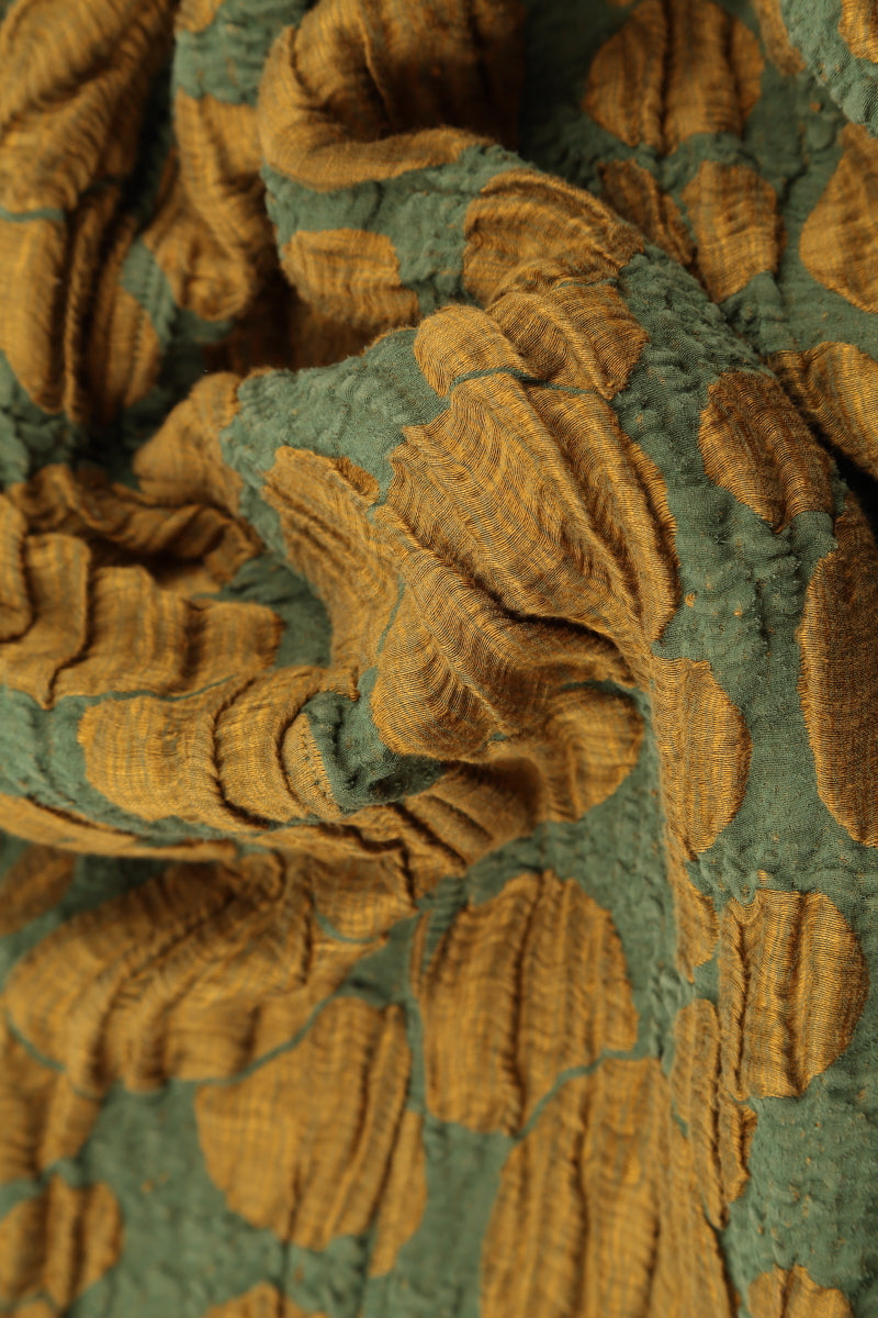 Side Pocket Golden Olive Circle Silk Linen Tunic 5