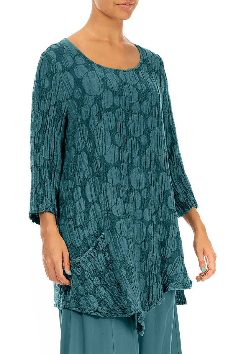 Side Pocket Peacock Circle Silk Linen Tunic 3