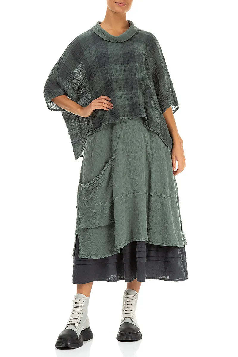 Side Pocket Sage Textured Linen Dress 5