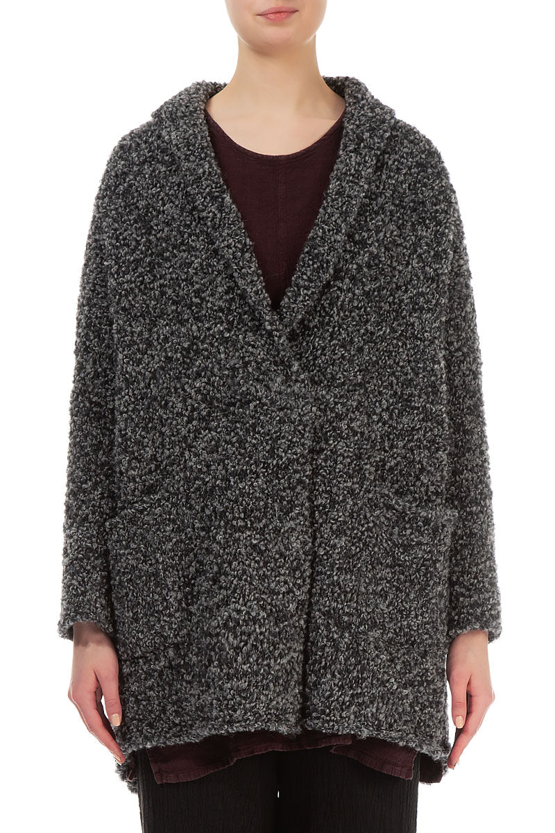 Side Pockets Mélange Grey Alpaca Wool Cardigan 1