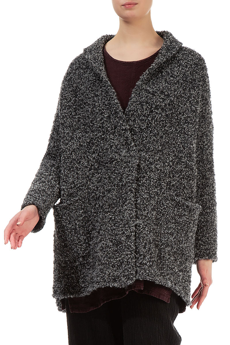 Side Pockets Mélange Grey Alpaca Wool Cardigan 3