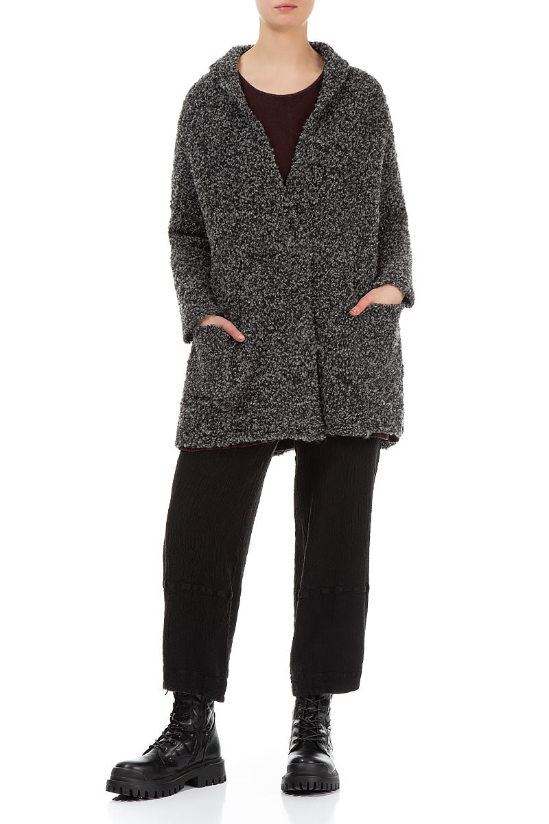 Side Pockets Mélange Grey Alpaca Wool Cardigan 4