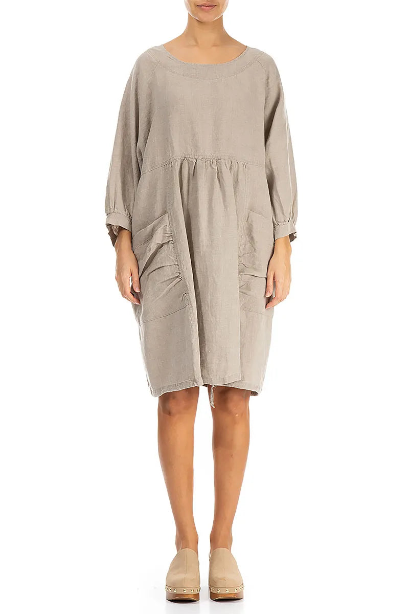 Tunika-Leinenkleid mit Seitentaschen