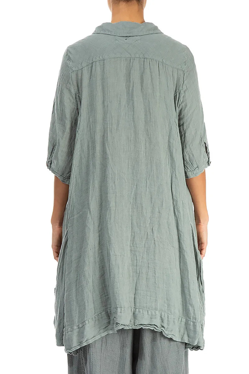 Side Pockets Pistachio Gauze Linen Tunic 2
