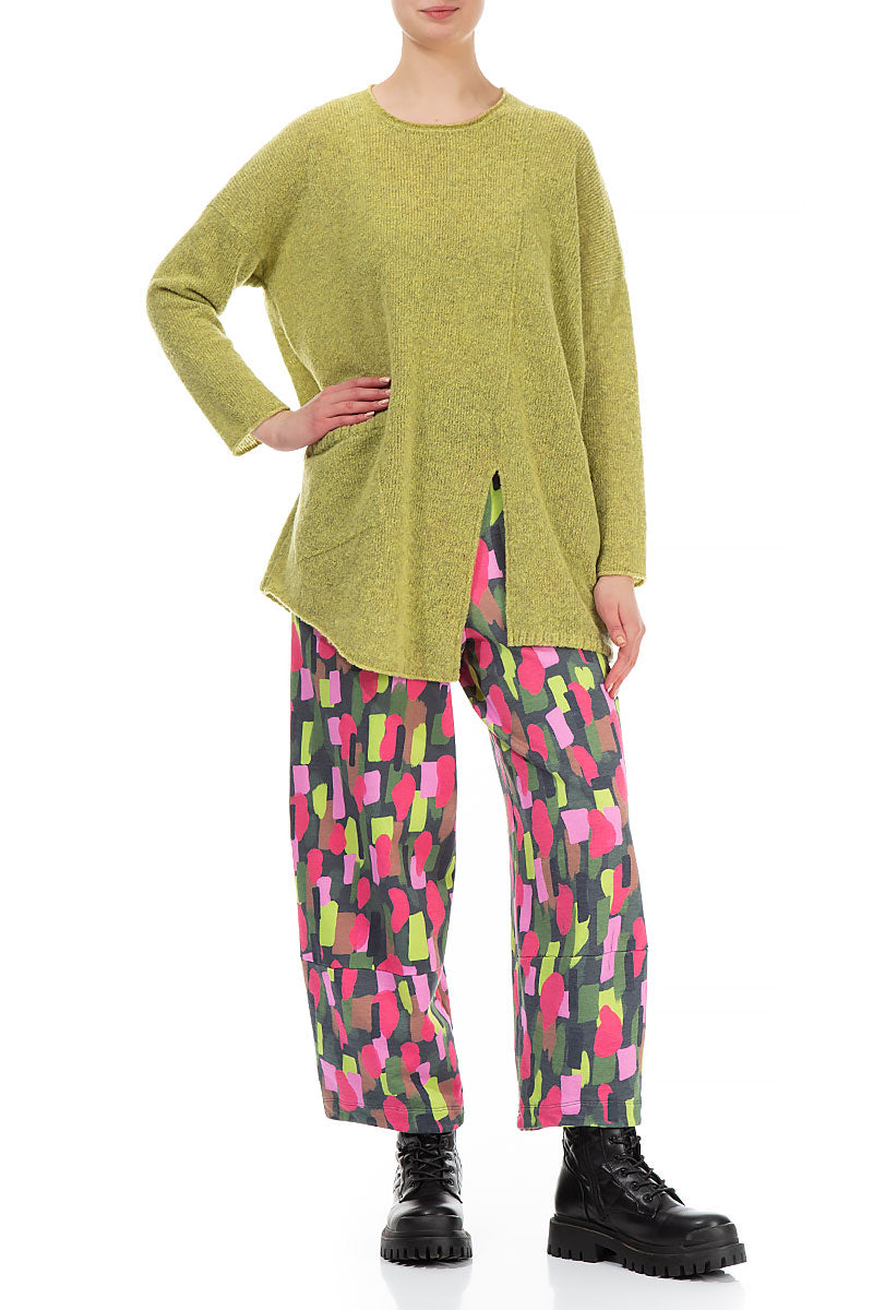 Side Split Golden Lime Wool Sweater 4
