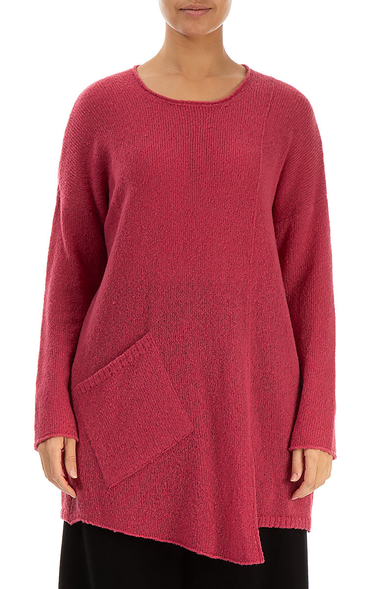Side Split Pink Punch Wool Sweater 1