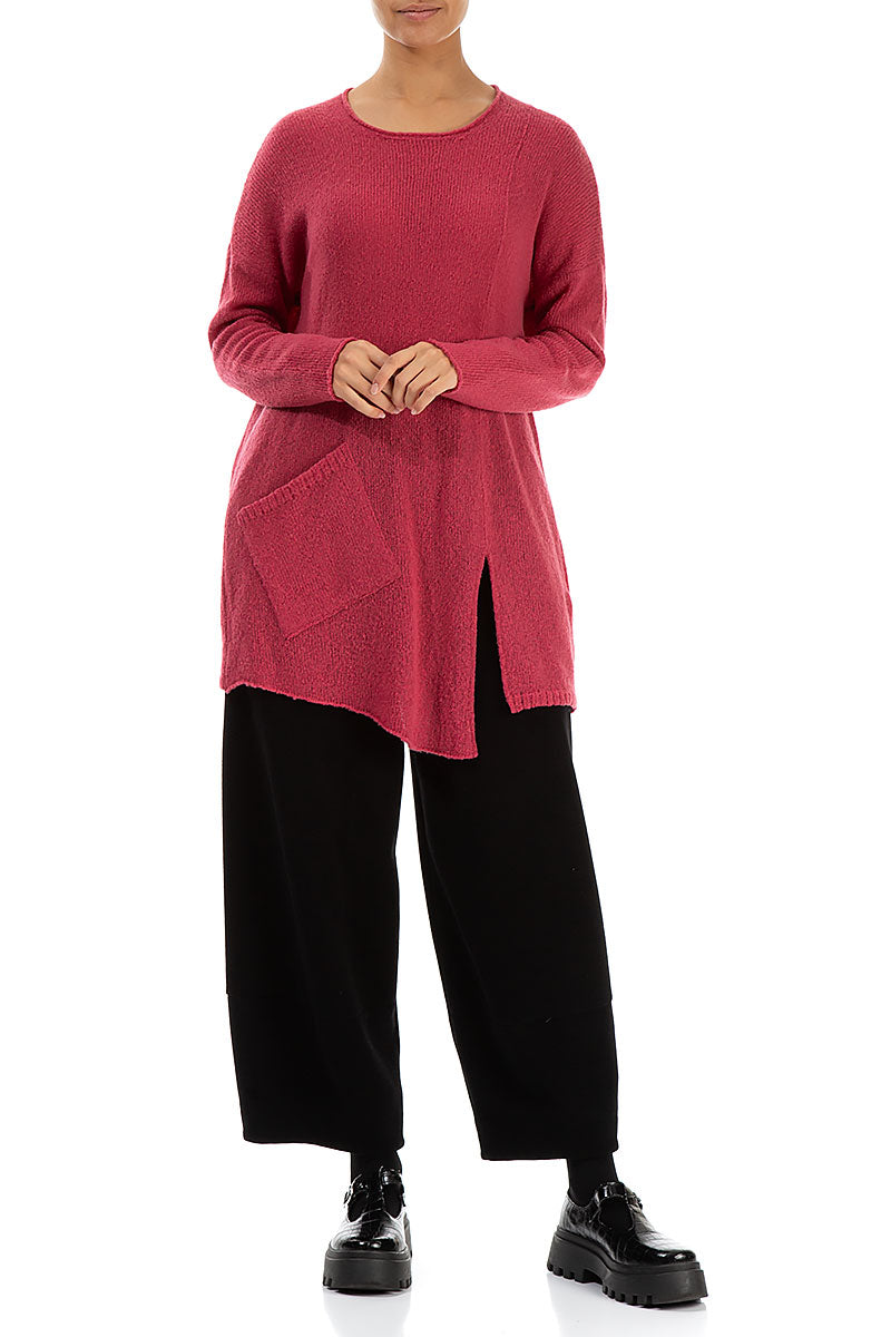 Side Split Pink Punch Wool Sweater 4