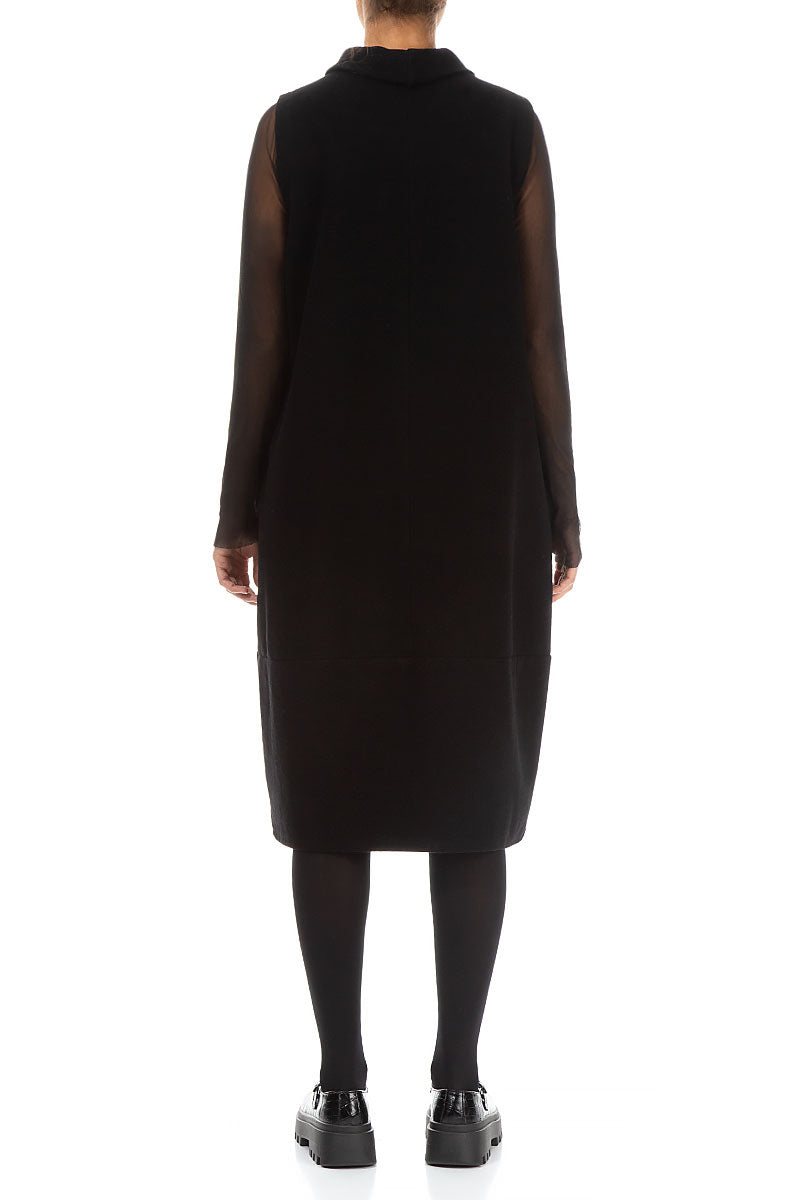 Cowl Neck Side Zip Black Cotton Jersey Dress 2