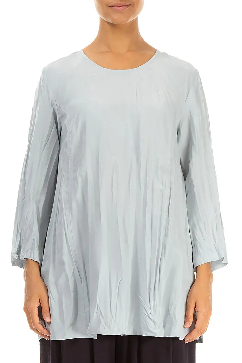 Silver Grey Crumpled Pure Silk Tunic 1