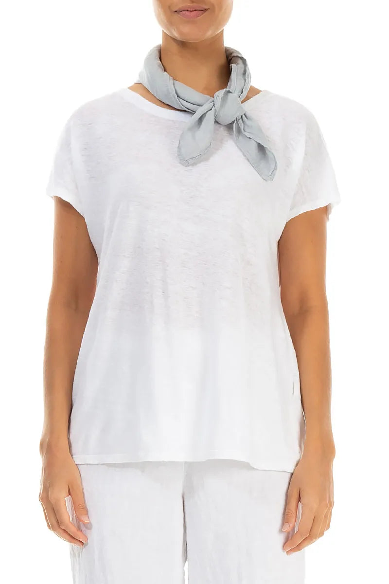 Silver Grey Gauze Linen Square Scarf 1