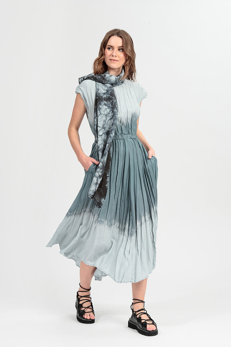 Silver Grey Ombré Pure Silk Dress 1