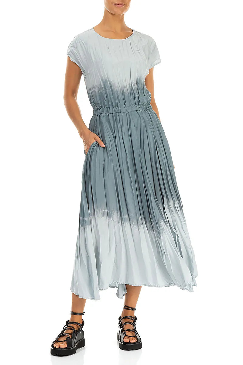 Silver Grey Ombré Pure Silk Dress 5