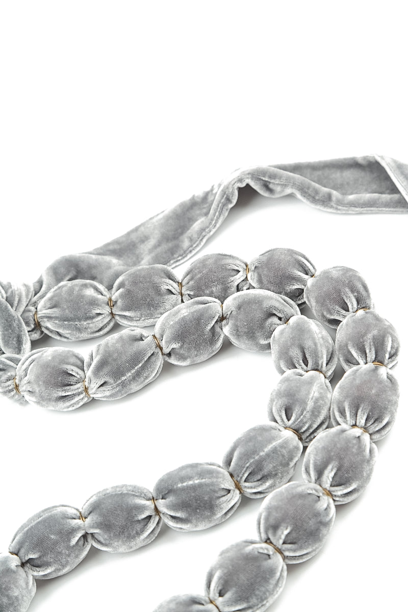 Silver Silk Velvet Bead Necklace