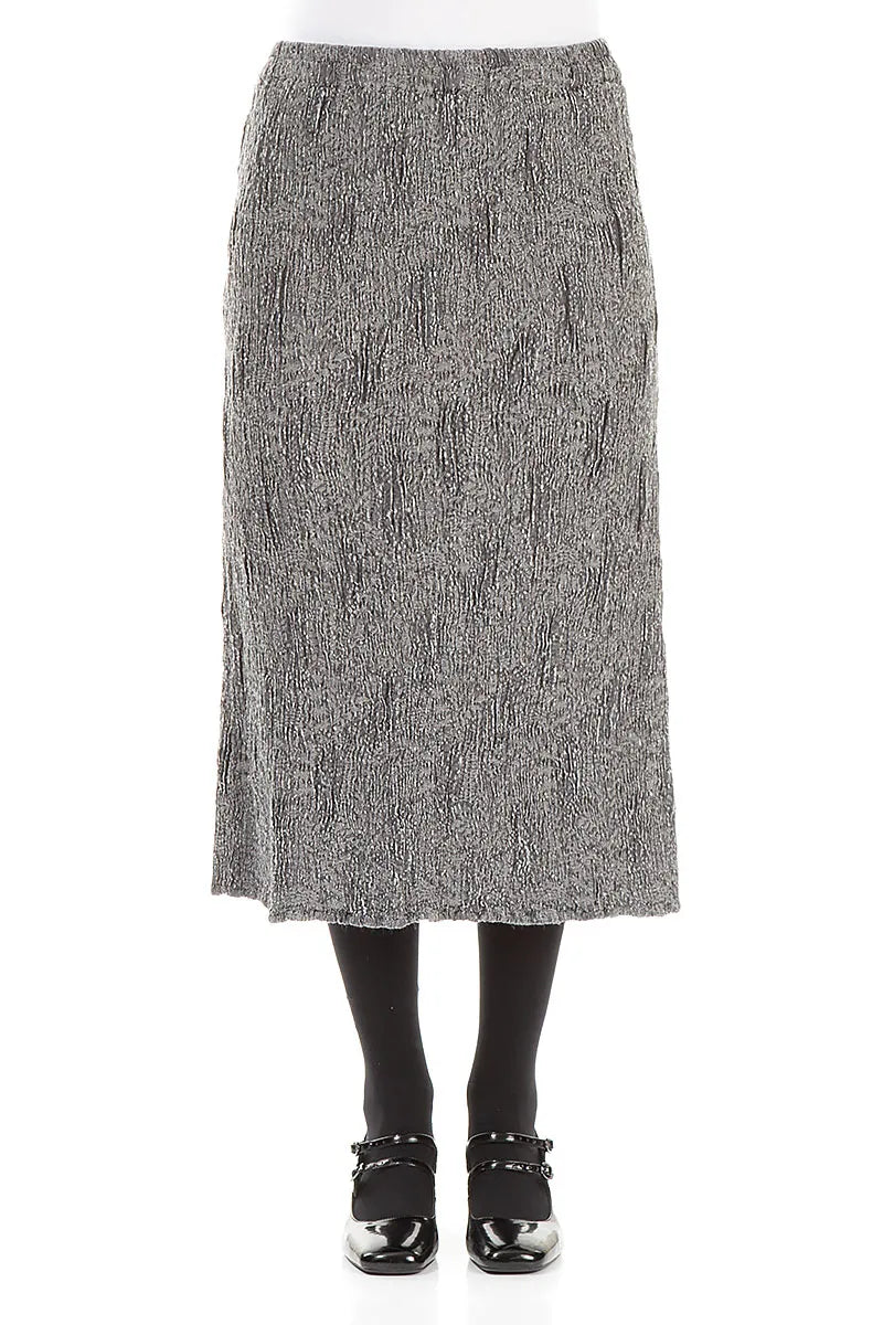 Silver Textured Silk Linen Pencil Skirt 1