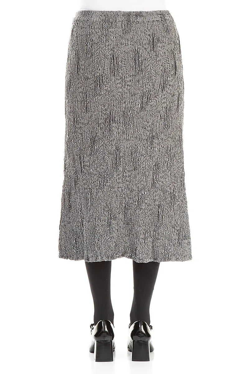 Silver Textured Silk Linen Pencil Skirt 2