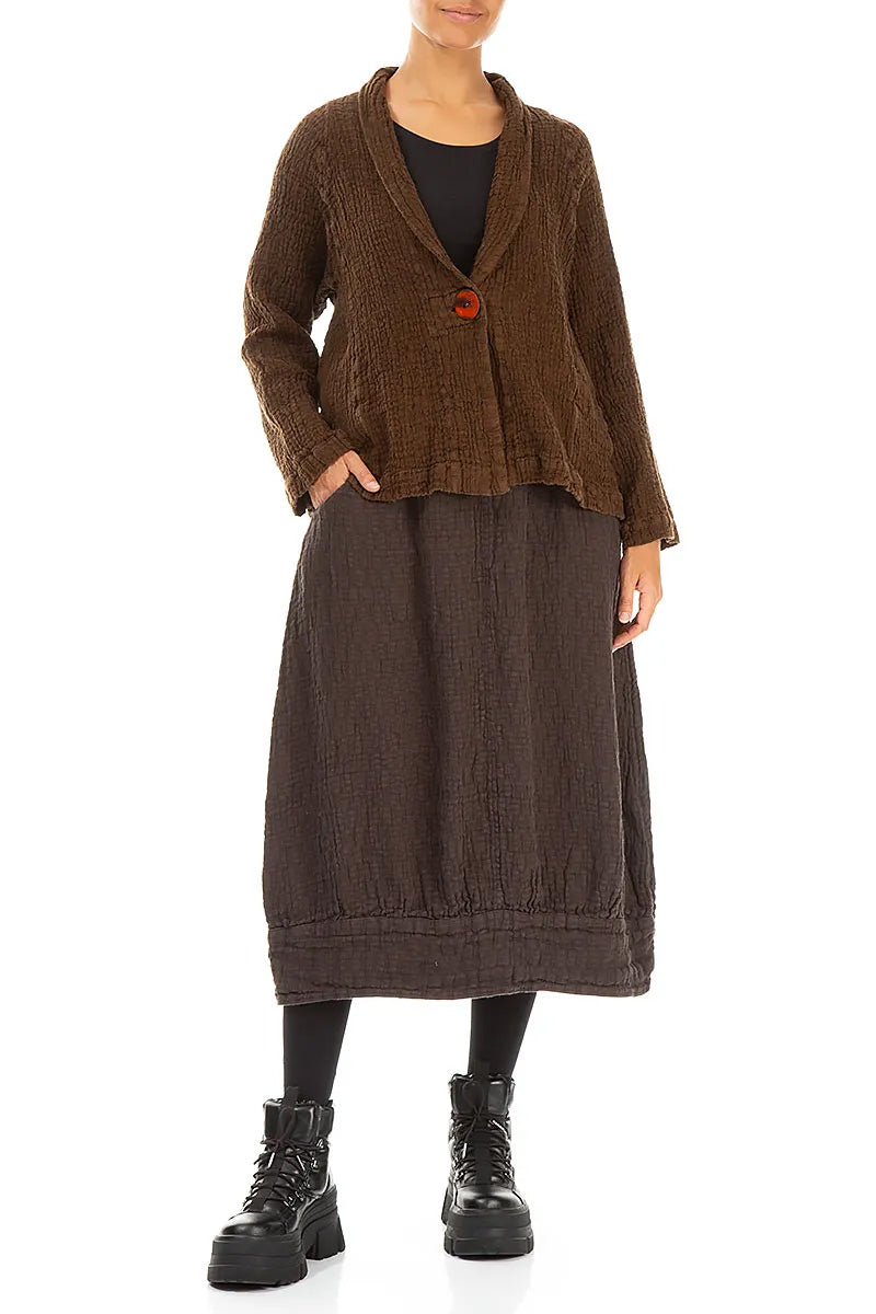 Single Button Aged Copper Textured Linen Jacket 4