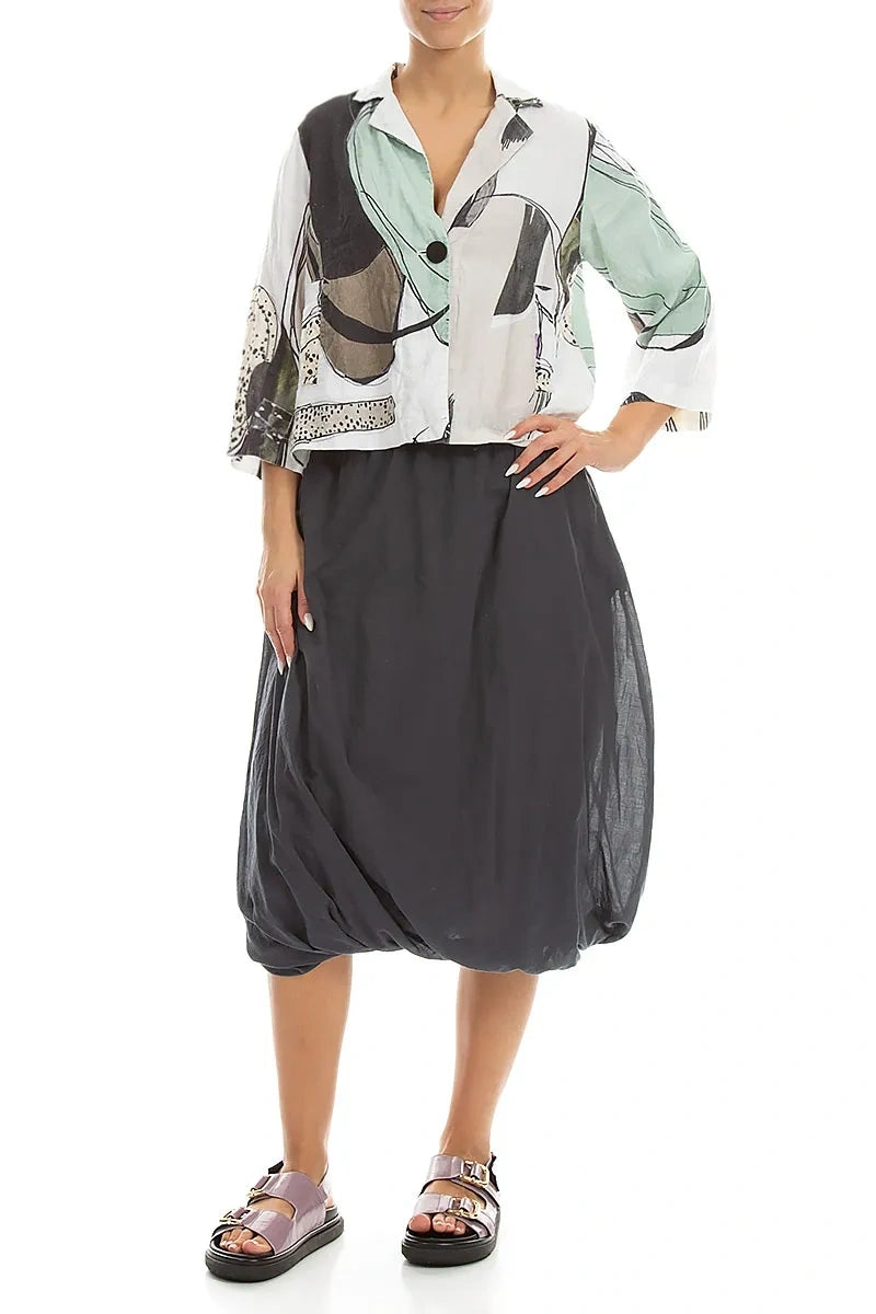 Single Button Tumbled Stone Linen Blazer Jacket